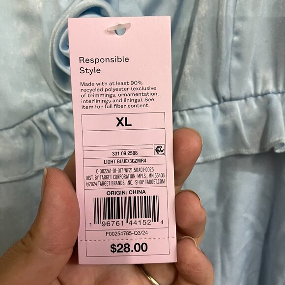 Wild Fable Women XL Light Blue Rosette Mini Babydoll Ruffle Sleeveless Dress - Picture 3 of 13